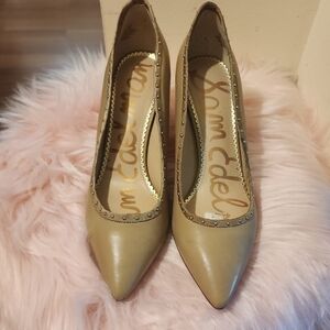 Sam Edelman Women's Beige Studded Heels